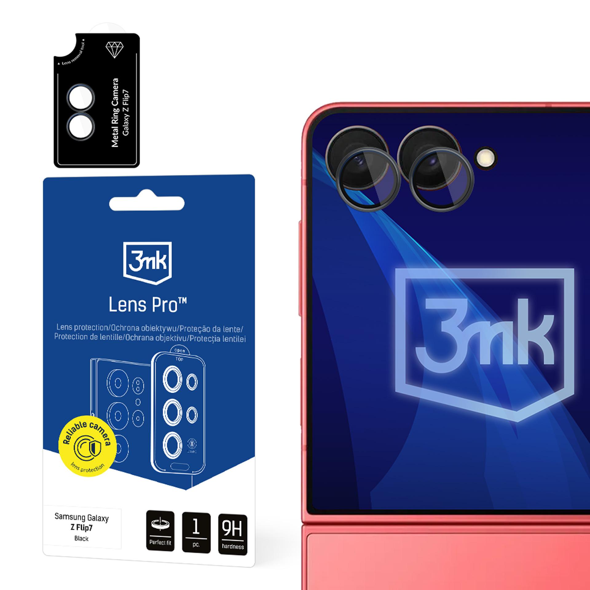 3mk Lens Protection Pro -kameran linssisuojalasi Samsung Galaxy Z Flip 7:lle – musta