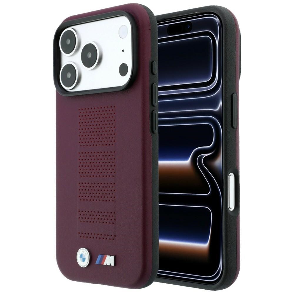BMW M Blue Perfo Metal -logoinen MagSafe-suojakotelo iPhone 18 Pro / 17 Pro - viininpunainen