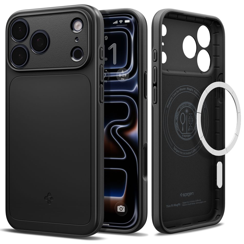 Spigen Thin Fit MagSafe -suojakotelo iPhone 18 Pro Maxille / 17 Pro Maxille – musta