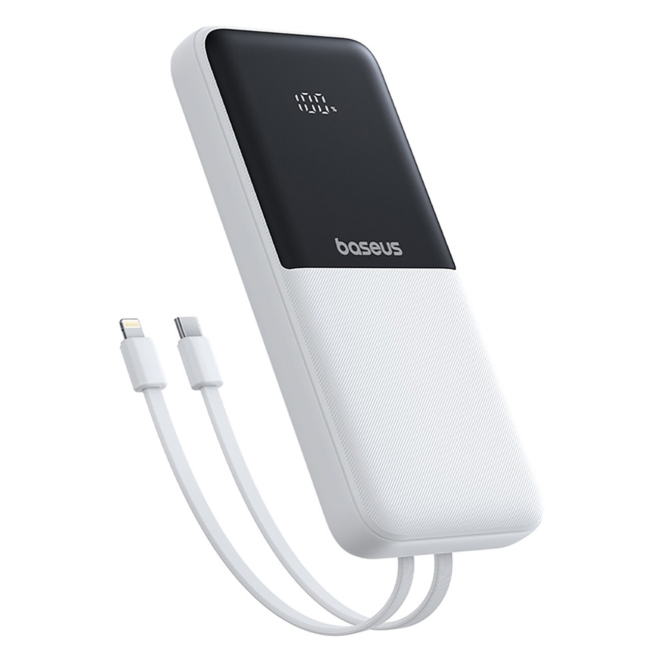 Baseus Lipow 10000 mAh 22,5 W -varavirtalähde, 2 sisäänrakennettua kaapelia, valkoinen