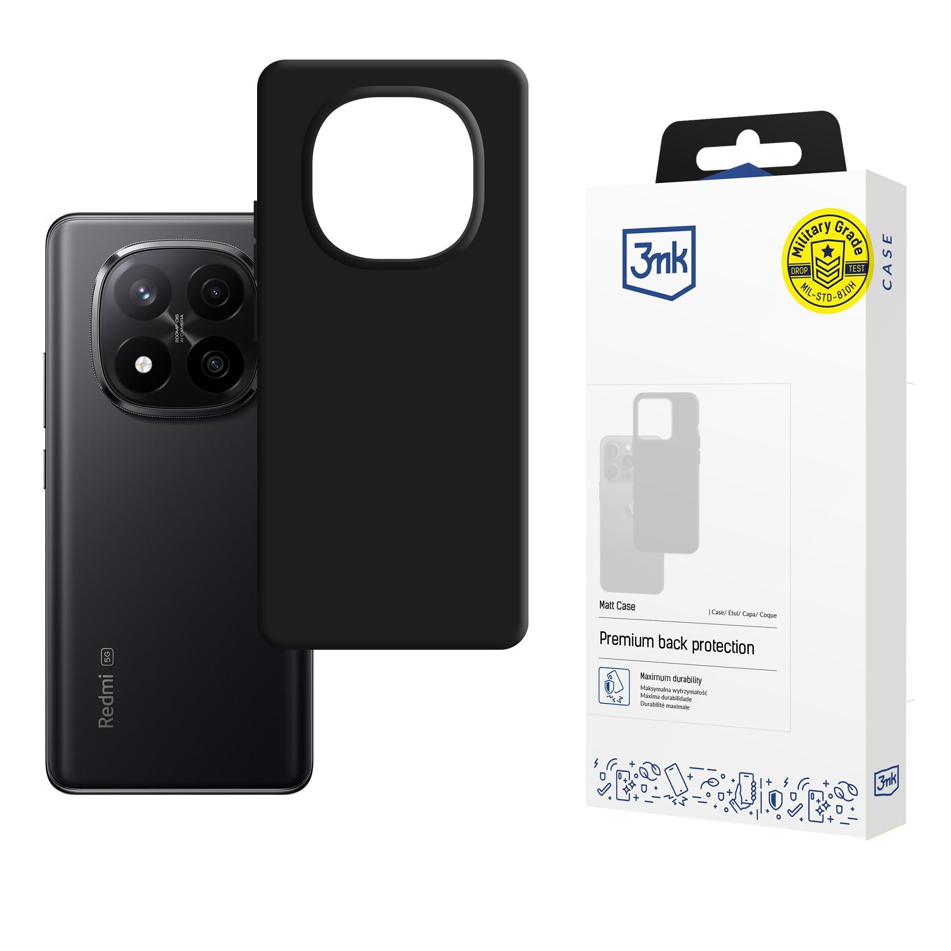 3mk Matt Case Pro -suojakotelo Xiaomi Redmi Note 14 Pro+:lle – mattamusta