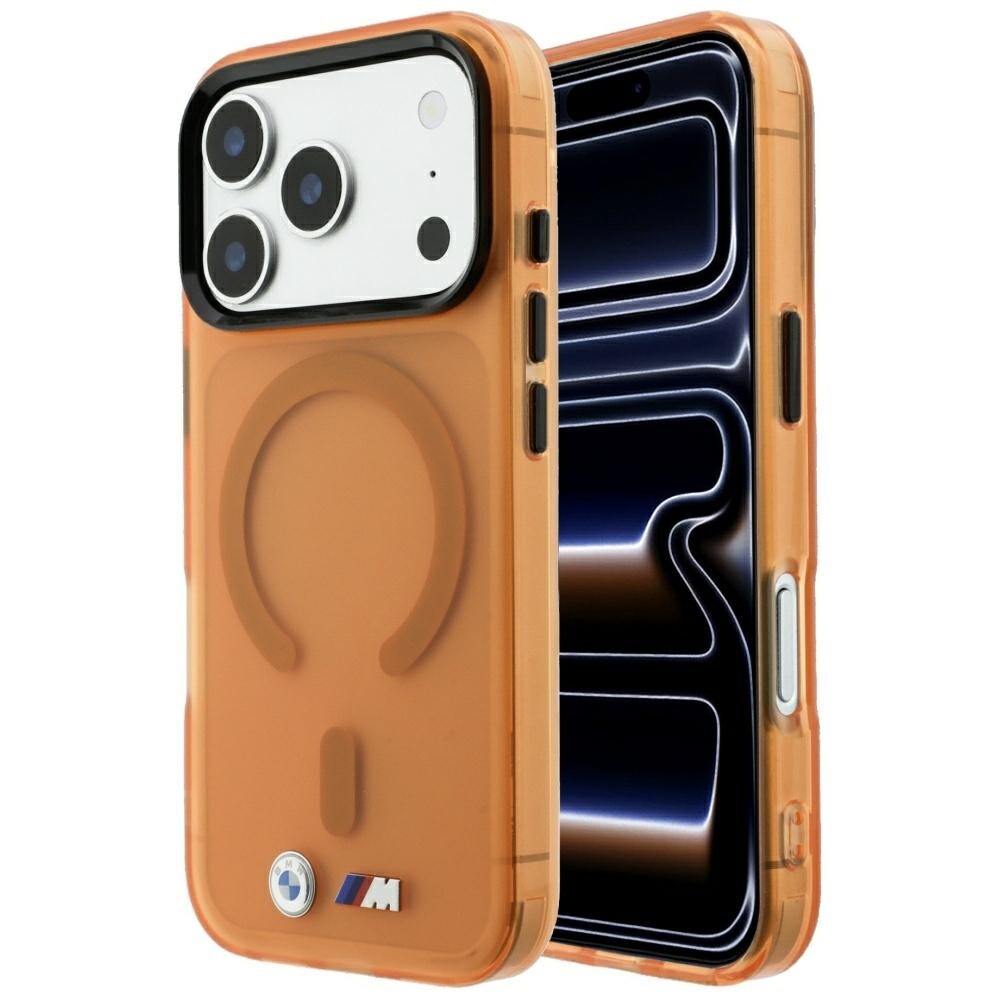 BMW M IML -himmeä metallilogo ja -koristeet, MagSafe-kotelo iPhone 17 Pro Max / 18 Pro Max - oranssi
