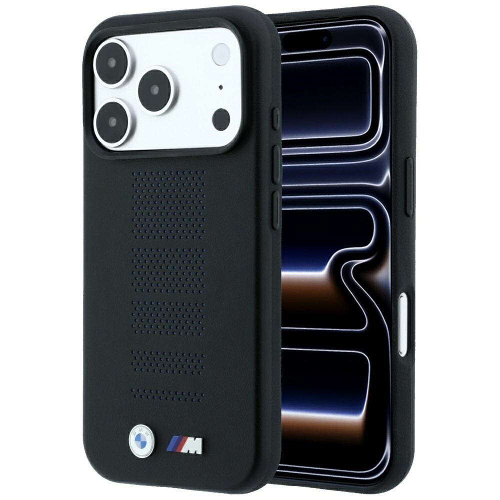 BMW M Blue Perfo Metal -logoinen MagSafe-suojakotelo iPhone 18 Pro Max / 17 Pro Max - Musta