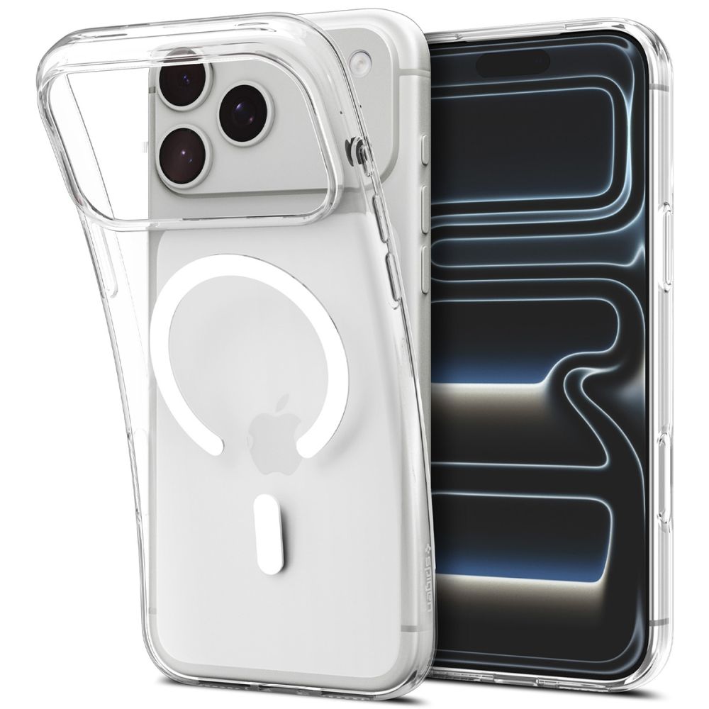 Spigen Liquid Crystal MagSafe -suojakotelo iPhone 18 Pro / 17 Pro - kirkas ja valkoinen