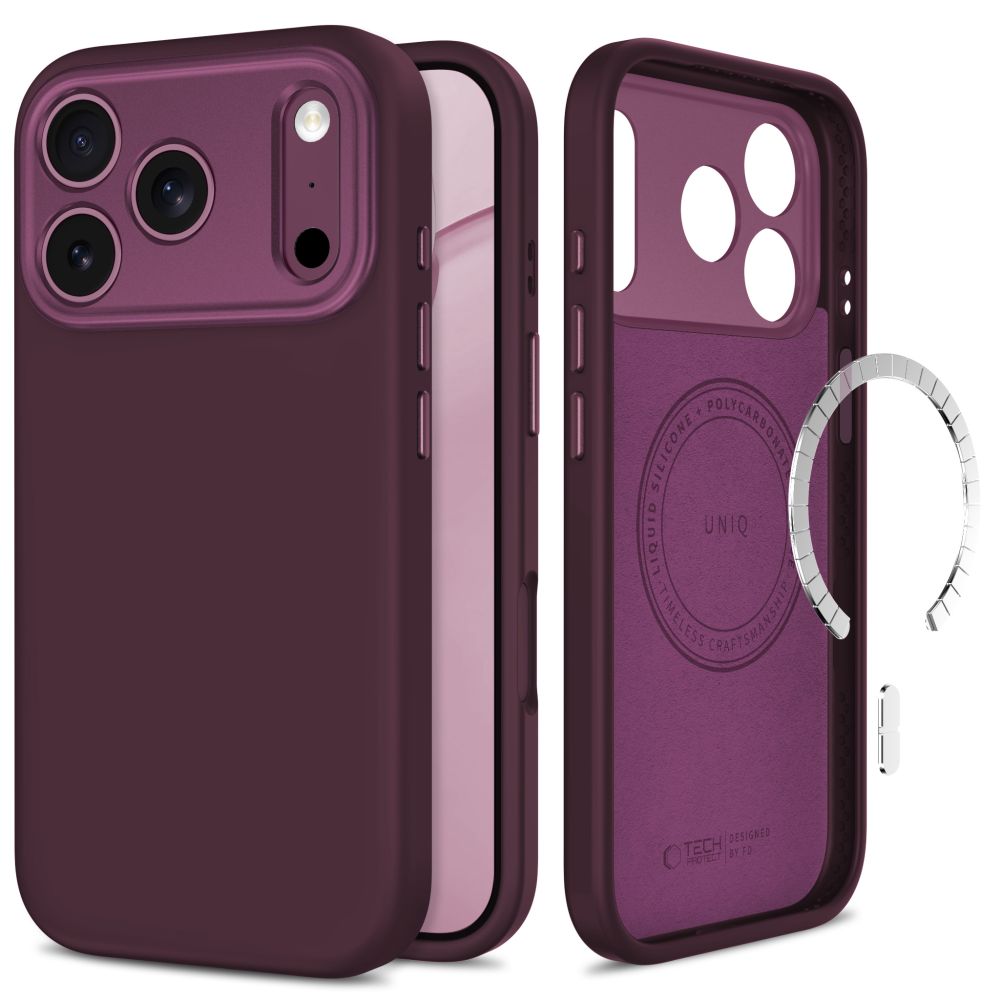 Tech-Protect Uniq MagSafe CC -suojakotelo iPhone 18 Pro Maxille / 17 Pro Maxille – viininpunainen