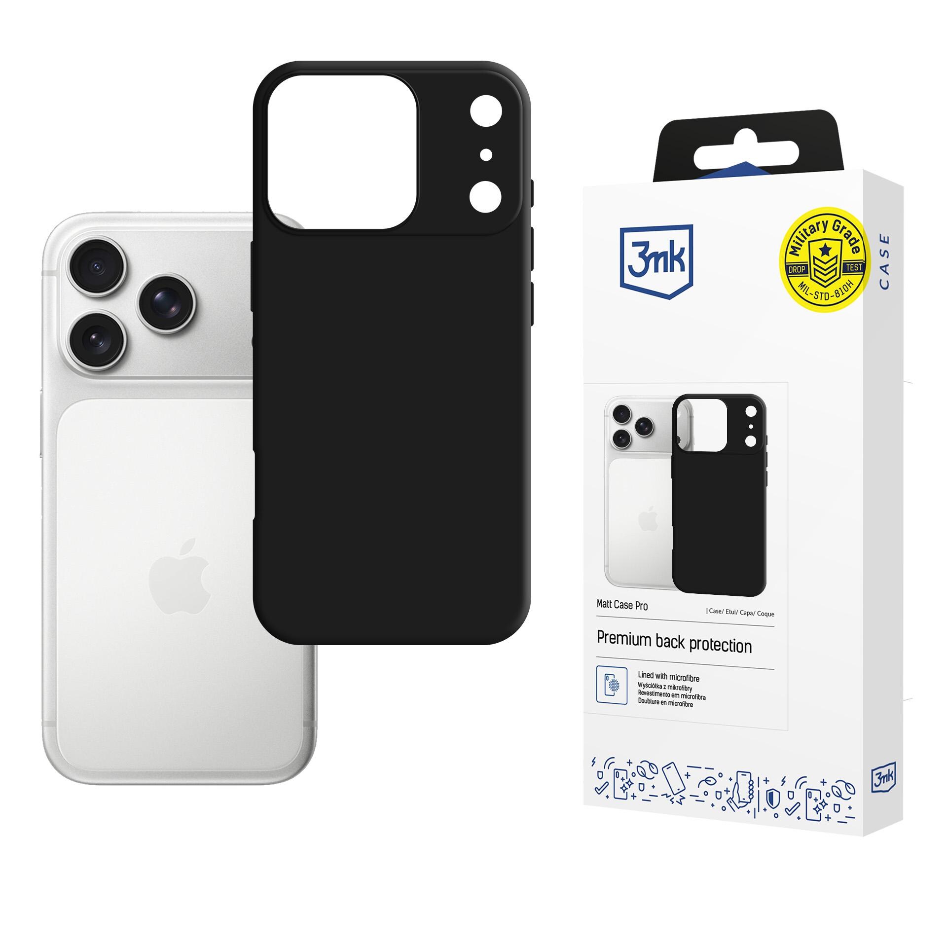 3mk Matt Case Pro -kotelo Apple iPhone 17 Pro Max -mallille – mattamusta