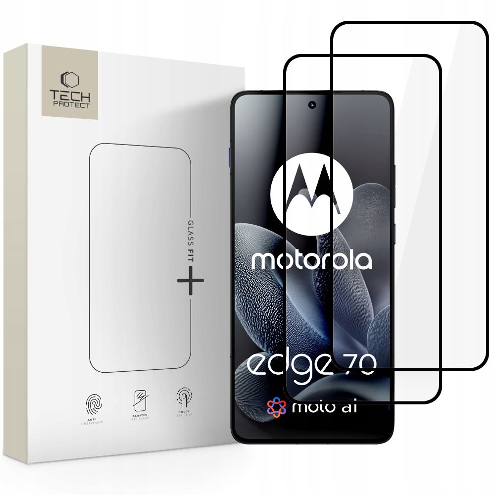 Tech-Protect Glass Fit+ -kaksipakkaus karkaistua lasia Motorola Edge 70 5G -mallille – musta