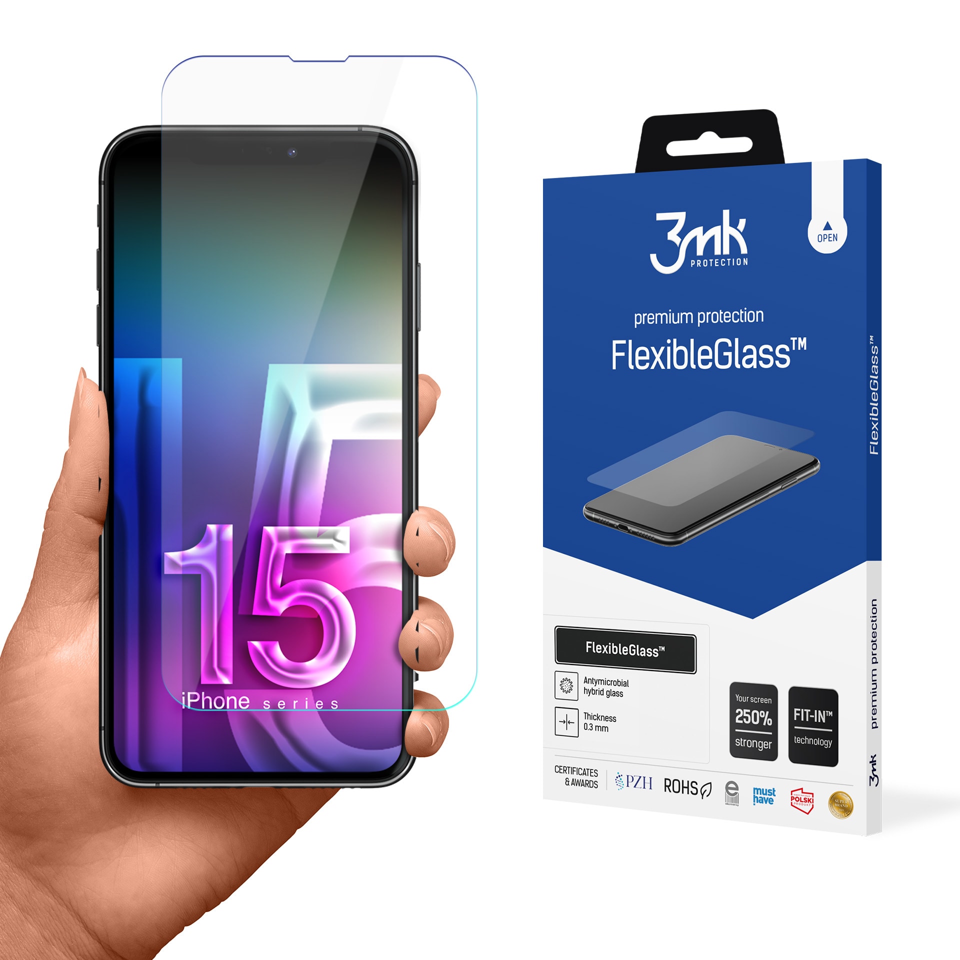 3mk FlexibleGlass v2.0 -hybridilasi Apple iPhone 15 Pro Max -mallille