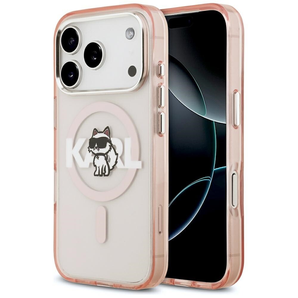 Karl Lagerfeld IML Choupette Sketch Logo MagSafe -suojakotelo iPhone 17 Pro:lle – vaaleanpunainen