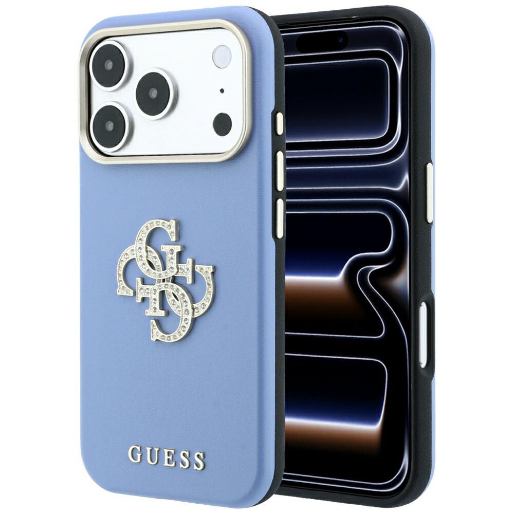Guess Smooth & Big Strass -logokotelo iPhone 18 Pro Max / 17 Pro Max - sininen