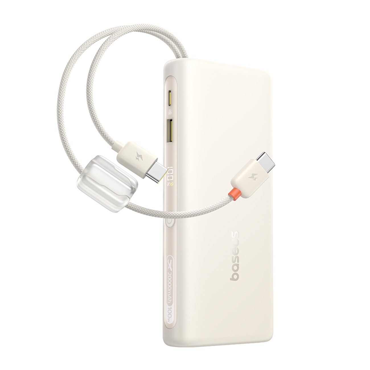 Baseus EnerFill FC41 20000 mAh 100 W varavirtalähde, diginäyttö, 2 USB-C-kaapelia – beige