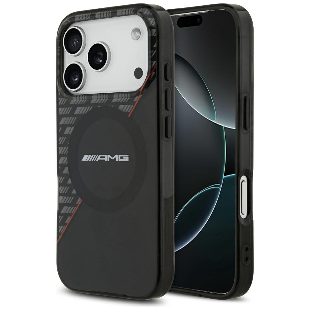 Mercedes AMG IML kaksikerroksinen rombikuvio MagSafe-suojakotelo iPhone 18/17 Pro - musta/punainen