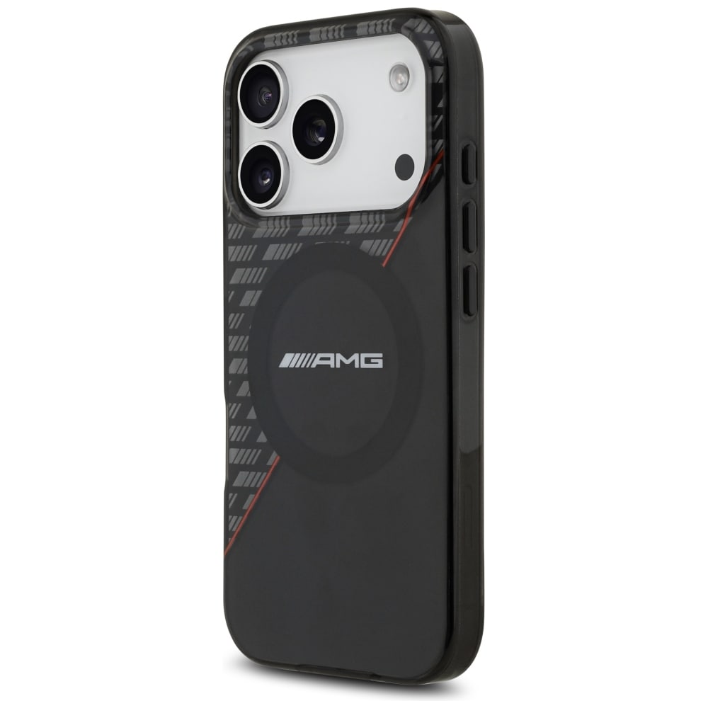 Mercedes AMG IML kaksikerroksinen rombikuvio MagSafe-suojakotelo iPhone 18/17 Pro - musta/punainen