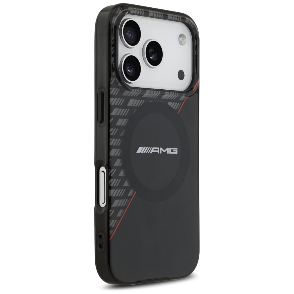Mercedes AMG IML kaksikerroksinen rombikuvio MagSafe-suojakotelo iPhone 18/17 Pro - musta/punainen