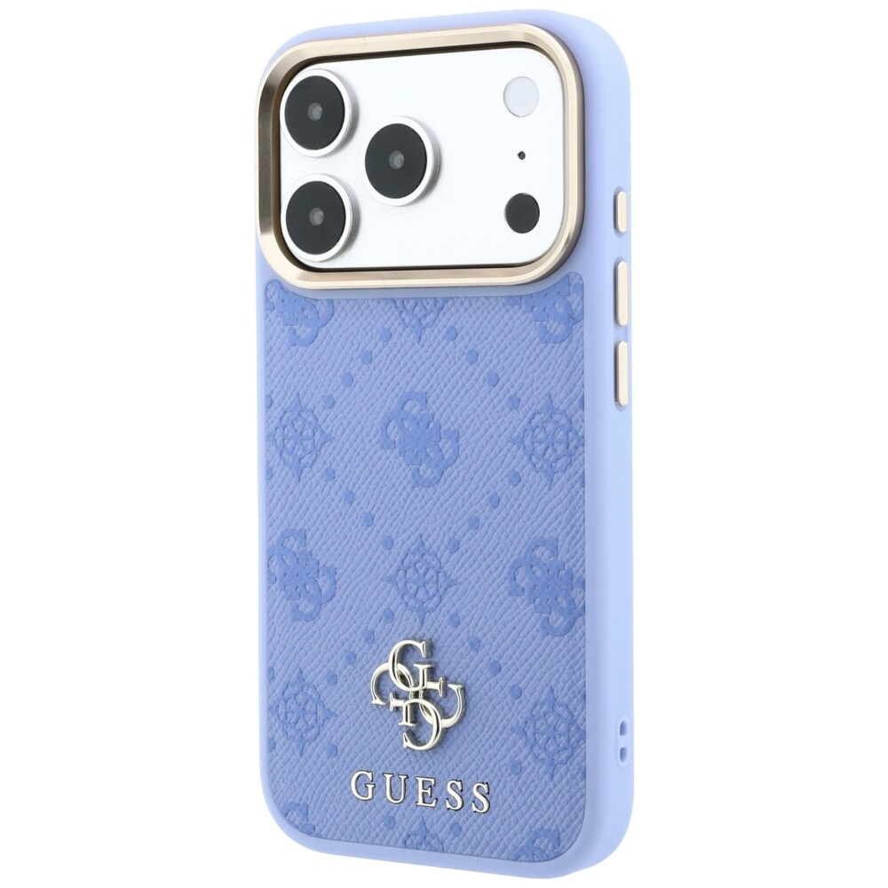 Guess Peony 4G -kotelo pienellä logolla, MagSafe-yhteensopiva iPhone 18 Pro/17 Pro - vaaleansininen