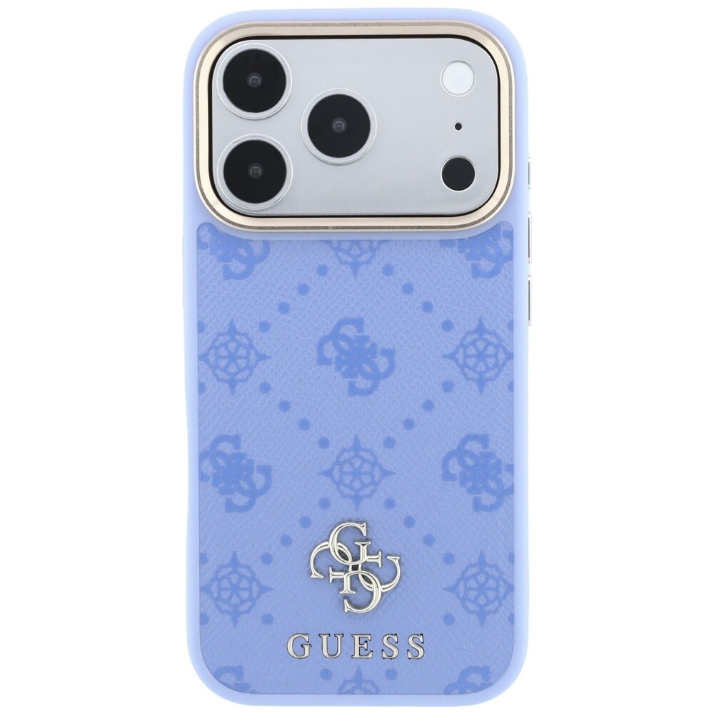 Guess Peony 4G -kotelo pienellä logolla, MagSafe-yhteensopiva iPhone 18 Pro/17 Pro - vaaleansininen
