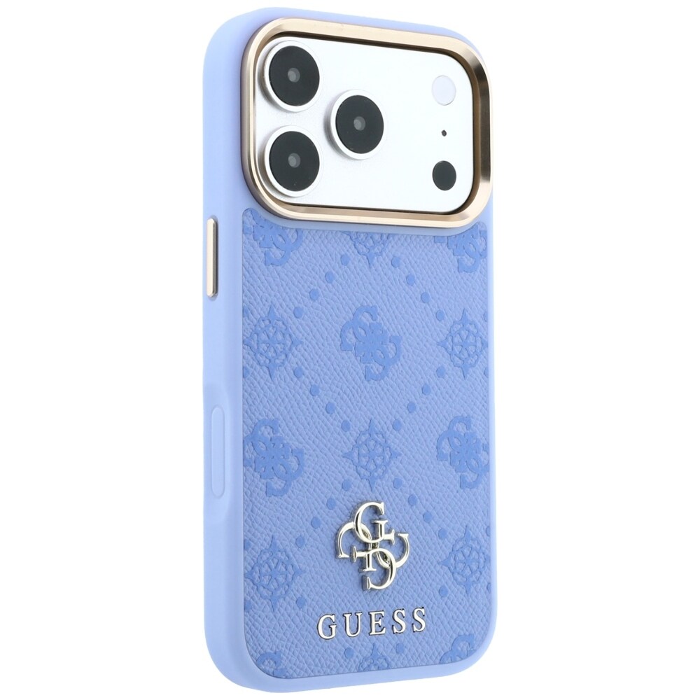 Guess Peony 4G -kotelo pienellä logolla, MagSafe-yhteensopiva iPhone 18 Pro/17 Pro - vaaleansininen