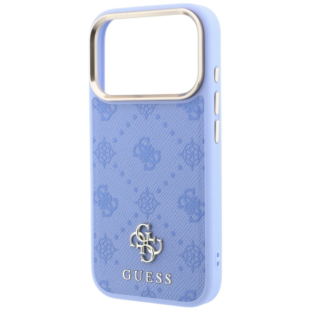 Guess Peony 4G -kotelo pienellä logolla, MagSafe-yhteensopiva iPhone 18 Pro/17 Pro - vaaleansininen