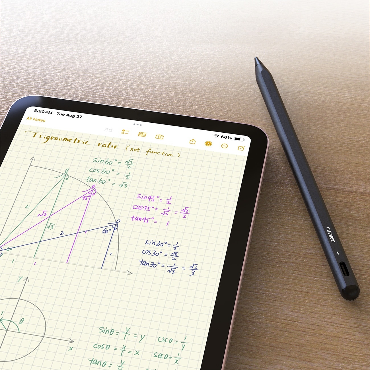 Metapen A8 V4 -aktiivikynä iPadille, USB-C - musta