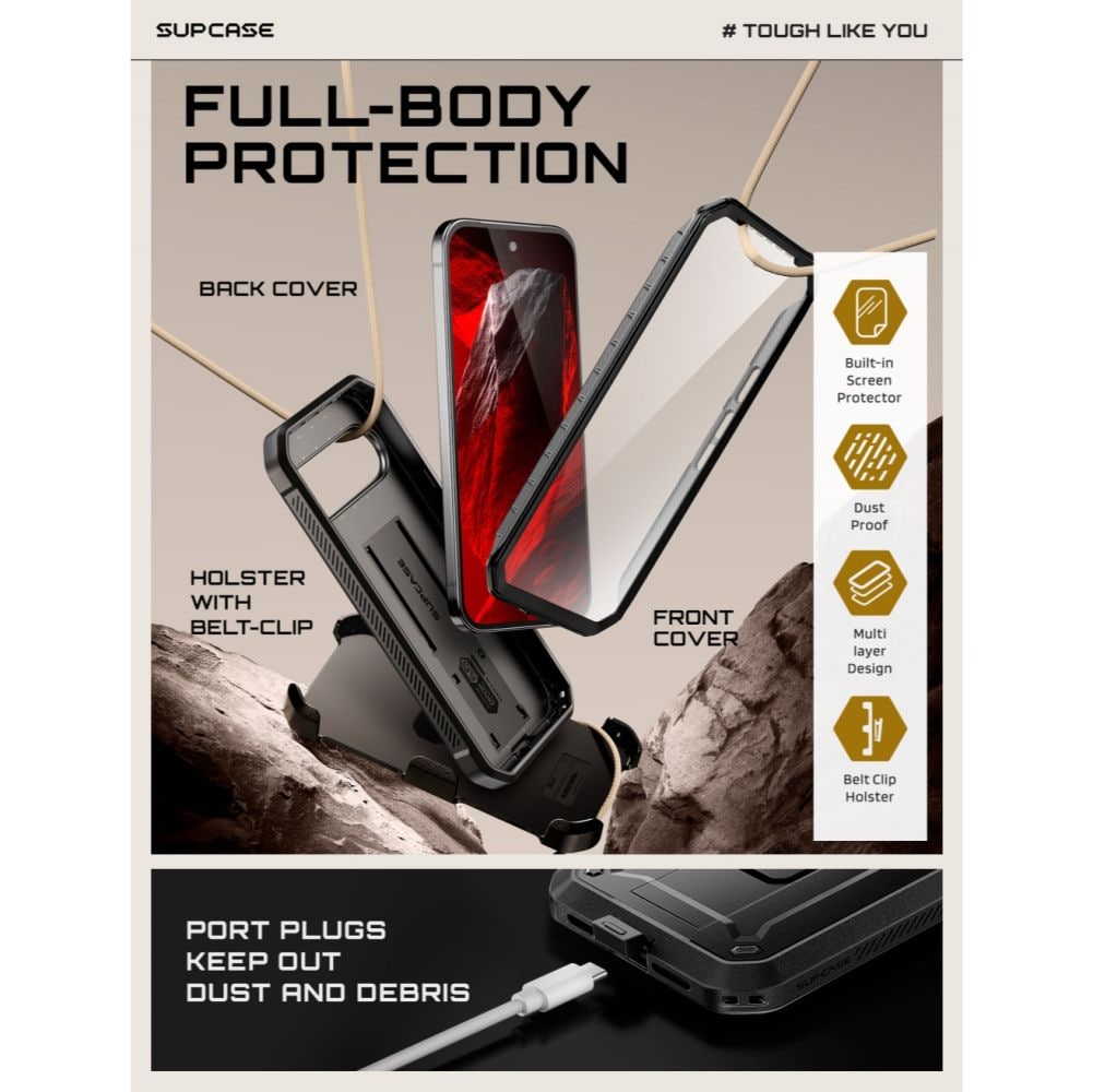 Supcase Unicorn Beetle Pro -suojakotelo Google Pixel 11 Pro XL:lle – musta