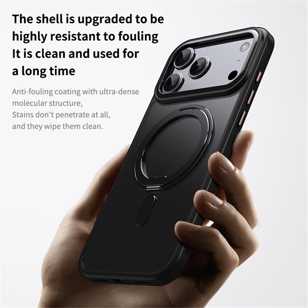 Magneettikotelo kääntyvällä jalustalla iPhone 18 Pro / 17 Pro TPU-akryyli MagSafe – musta