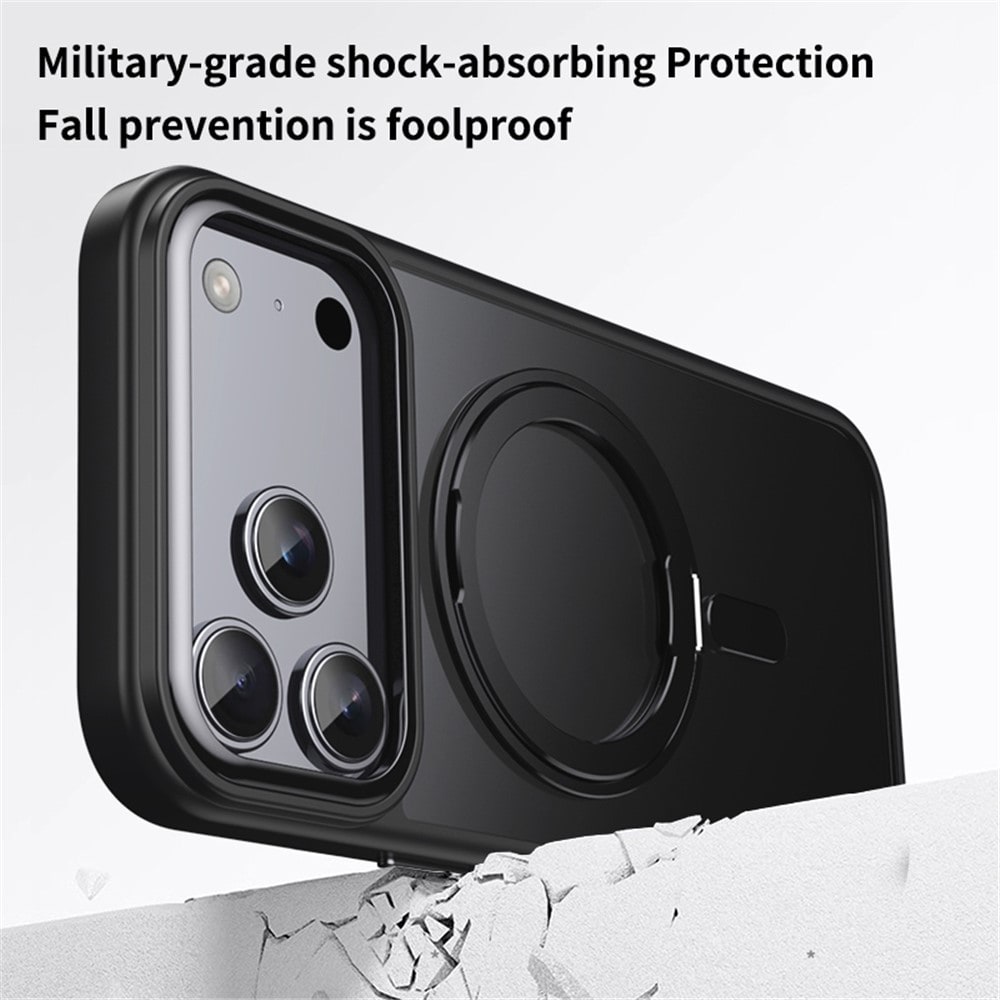 Magneettikotelo kääntyvällä jalustalla iPhone 18 Pro Max / 17 Pro Max TPU-akryyli MagSafe – musta