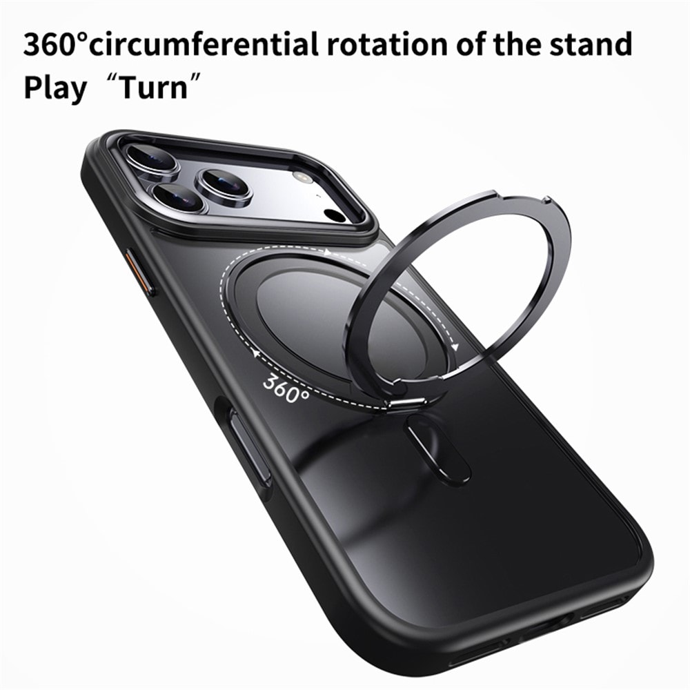Magneettikotelo kääntyvällä jalustalla iPhone 18 Pro Max / 17 Pro Max TPU-akryyli MagSafe – musta