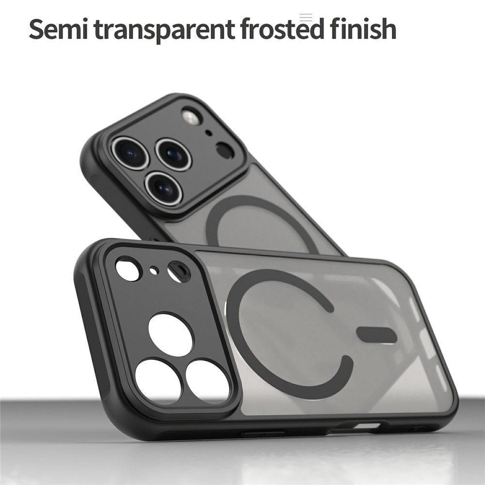 iPhone 18 Pro / 17 Pro PC TPU -magneettinen mattakotelo, iskunkestävä – musta