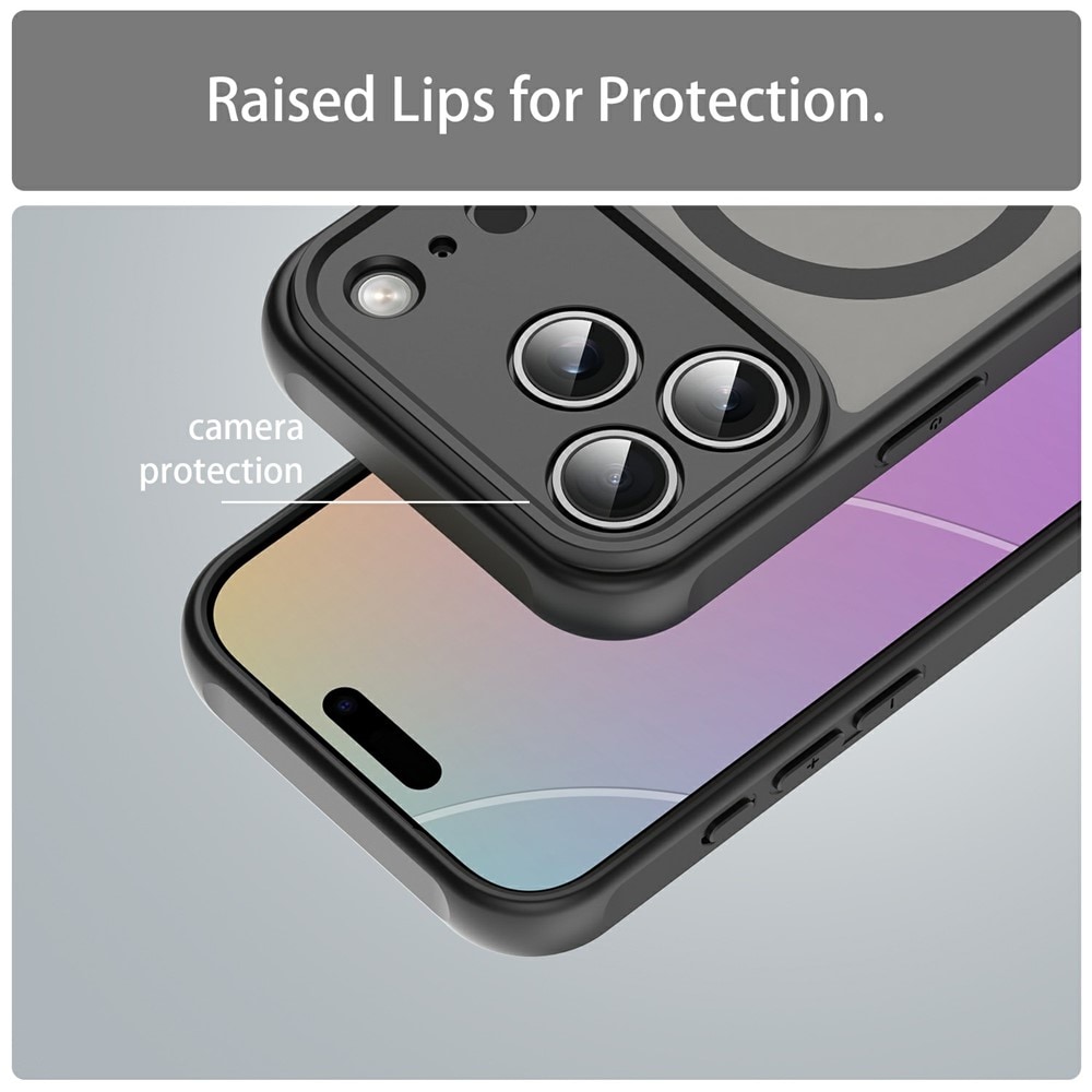 iPhone 18 Pro / 17 Pro PC TPU -magneettinen mattakotelo, iskunkestävä – musta