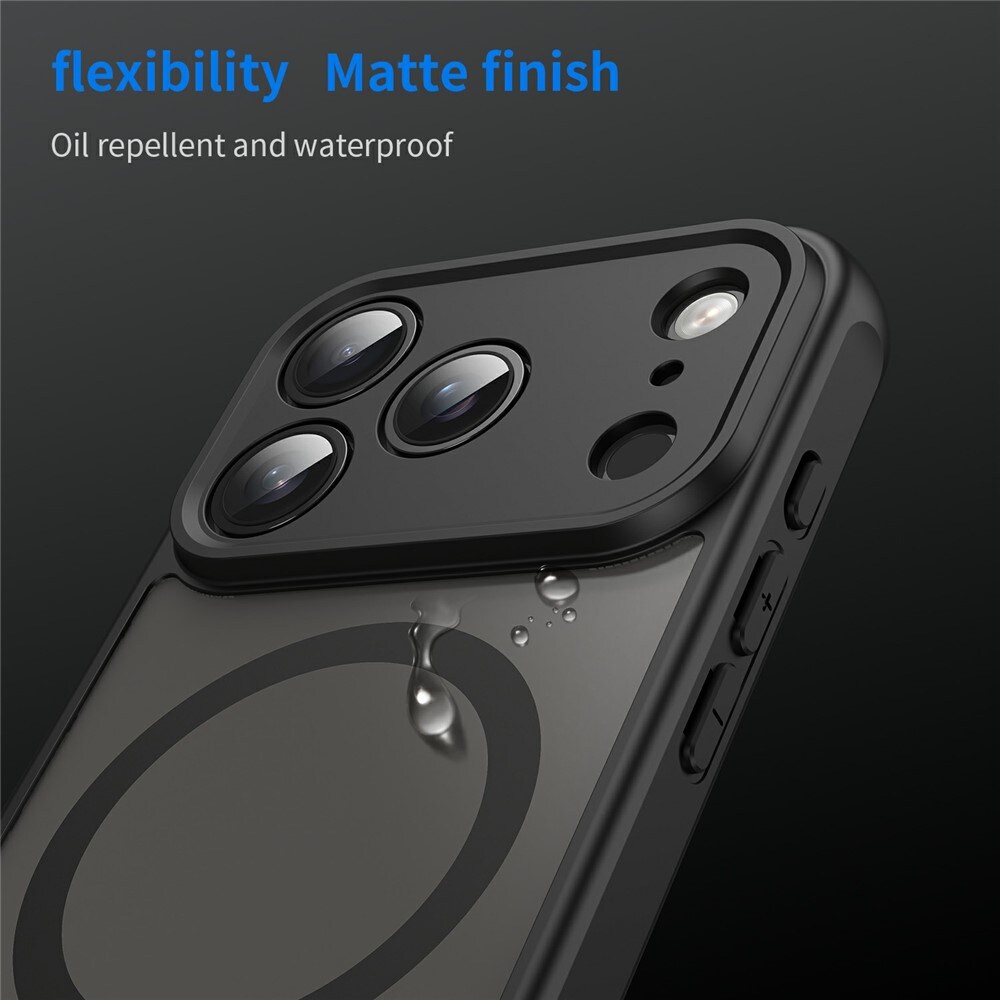 iPhone 18 Pro / 17 Pro PC TPU -magneettinen mattakotelo, iskunkestävä – musta