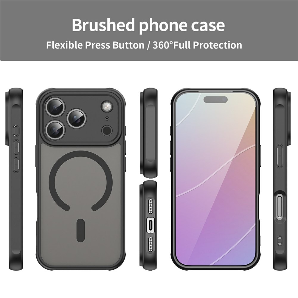 iPhone 18 Pro Max / 17 Pro Max PC TPU -magneettinen mattakotelo, iskunkestävä – musta