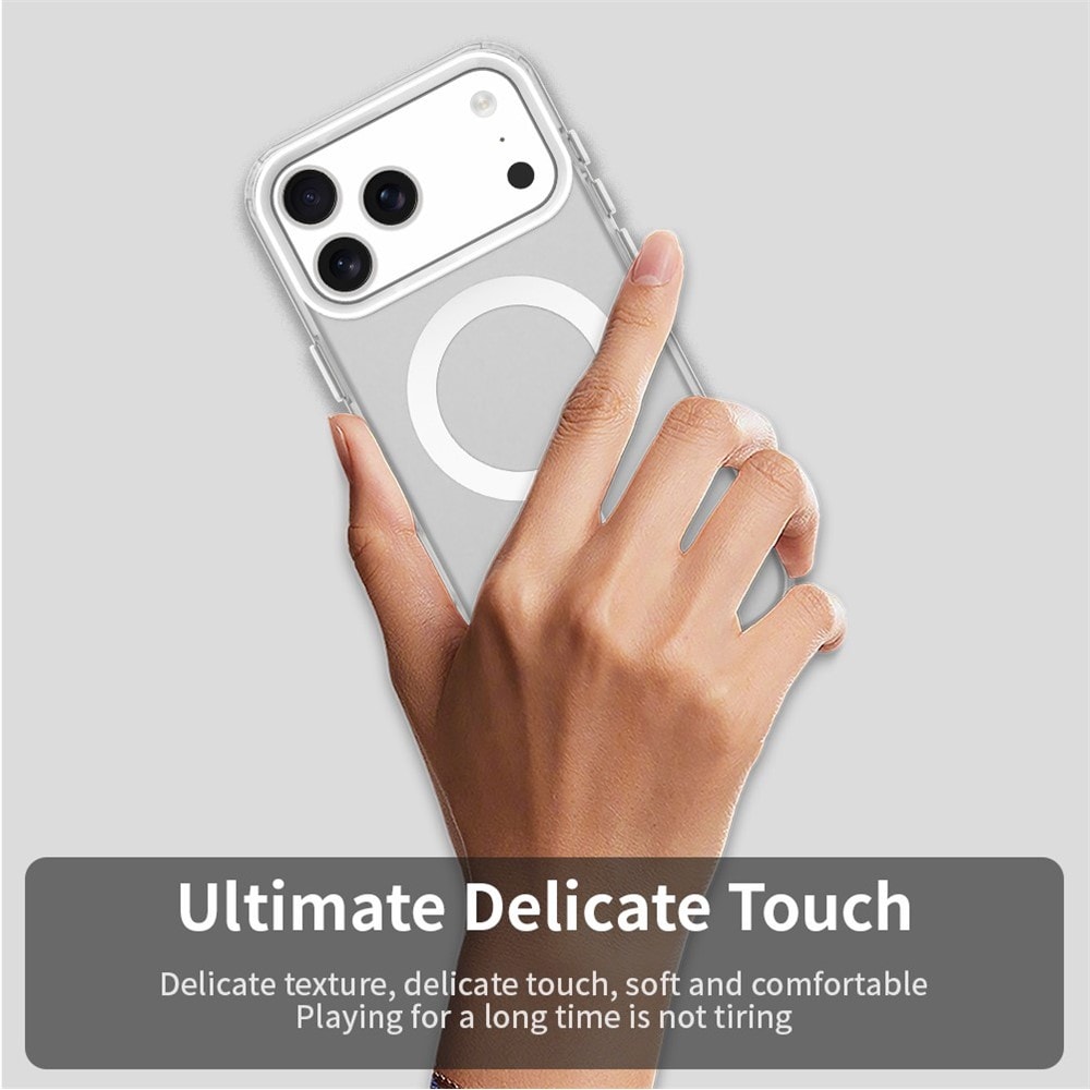 iPhone 18 Pro / 17 Pro -magneettinen putoamista estävä hybridi-suojakotelo – valkoinen