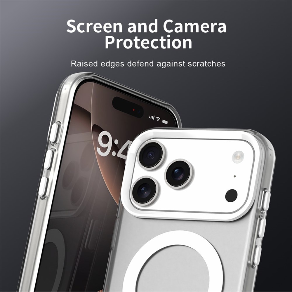 iPhone 18 Pro / 17 Pro -magneettinen putoamista estävä hybridi-suojakotelo – valkoinen