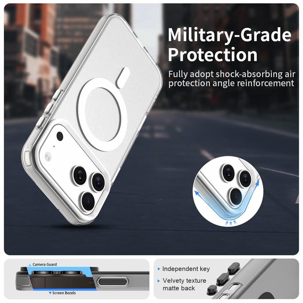 iPhone 18 Pro / 17 Pro -magneettinen putoamista estävä hybridi-suojakotelo – valkoinen