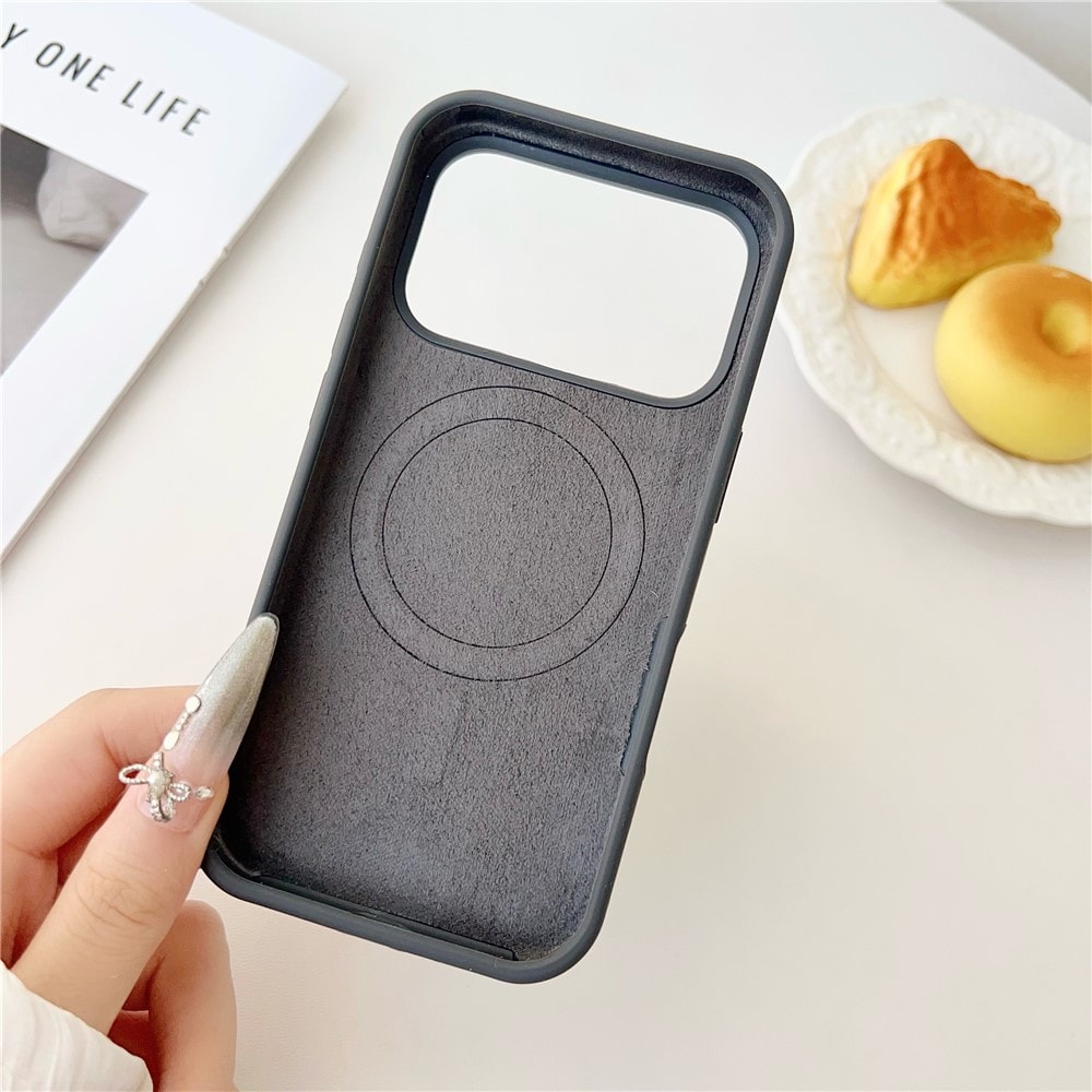 iPhone 18 Pro / 17 Pro -magneettikotelo, nestesilikoni, putoamissuoja takakansi – valkoinen