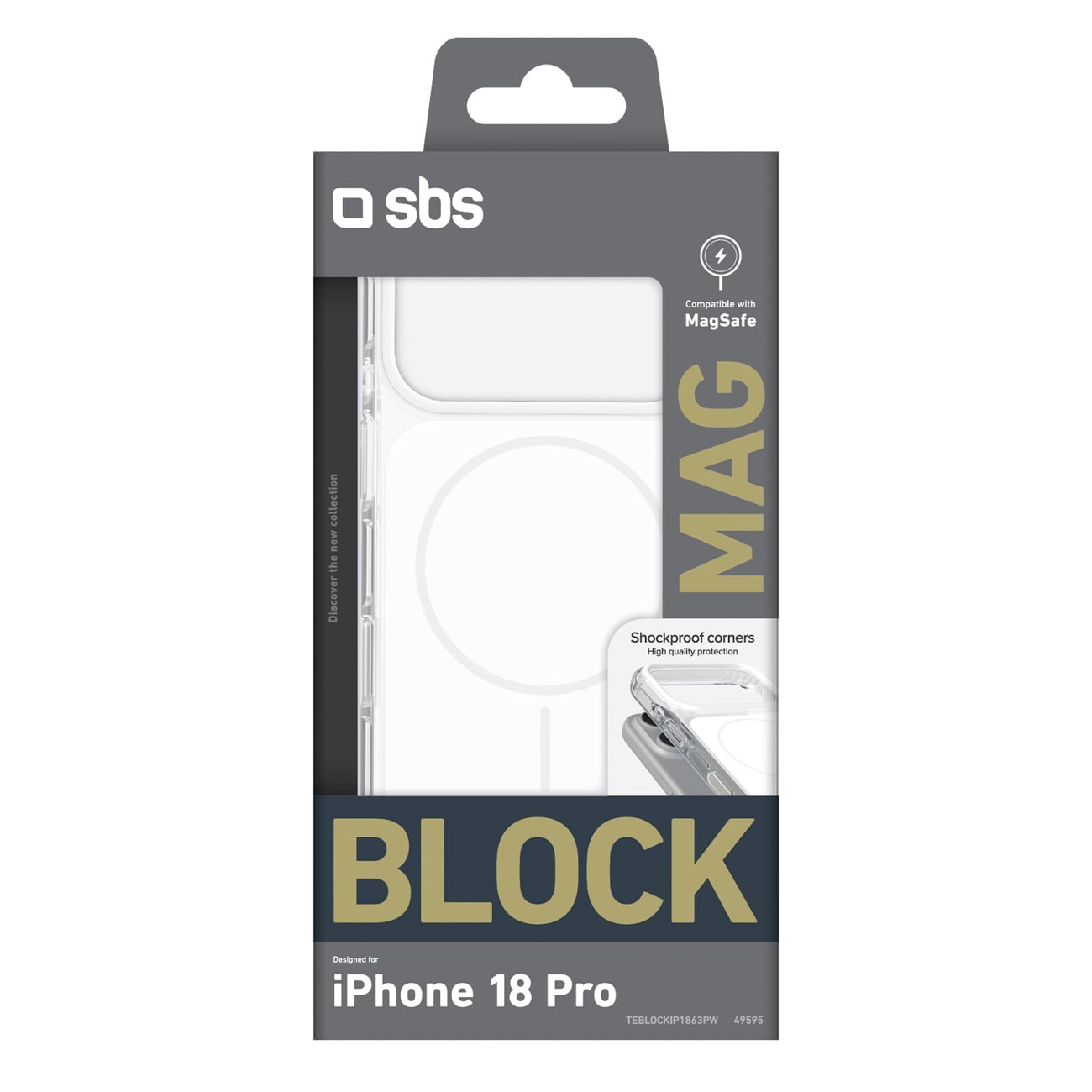 SBS Block -kotelo iPhone 18 Pro:lle, MagSafe-yhteensopiva – valkoinen