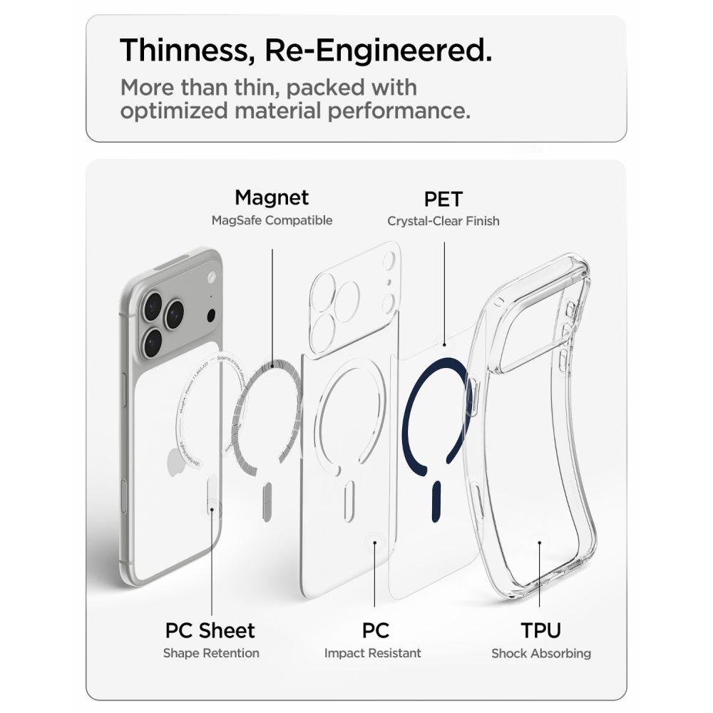 Spigen Ultra Hybrid MagSafe -suojakotelo iPhone 18 Pro / 17 Pro - kirkas laivansininen
