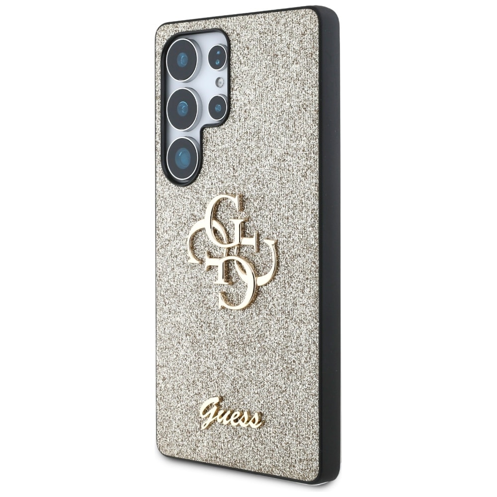 Guess Fixed Glitter Big 4G -metallilogokotelo Samsung Galaxy S25 Ultra -mallille – kultainen