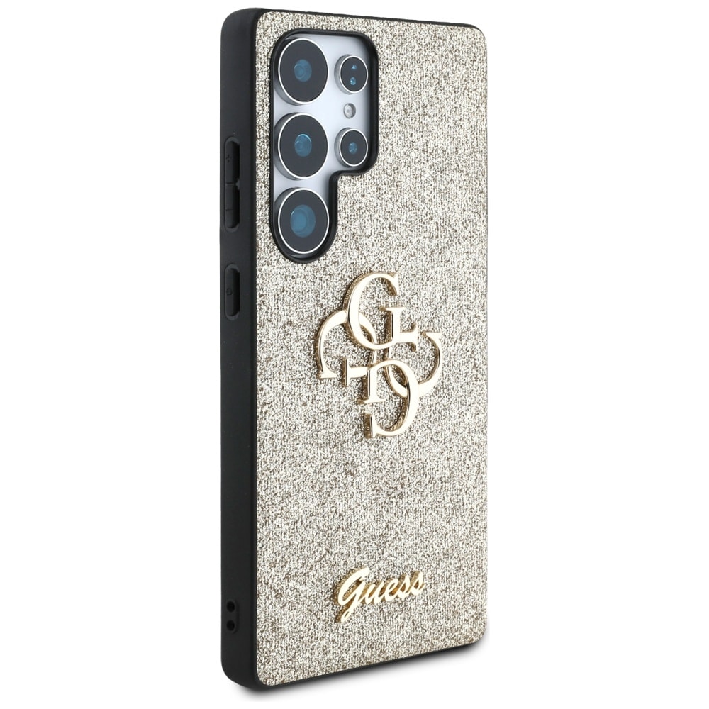 Guess Fixed Glitter Big 4G -metallilogokotelo Samsung Galaxy S25 Ultra -mallille – kultainen