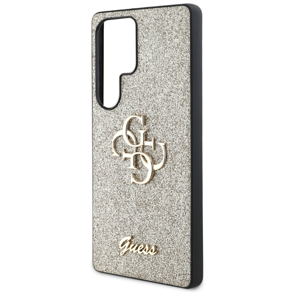 Guess Fixed Glitter Big 4G -metallilogokotelo Samsung Galaxy S25 Ultra -mallille – kultainen