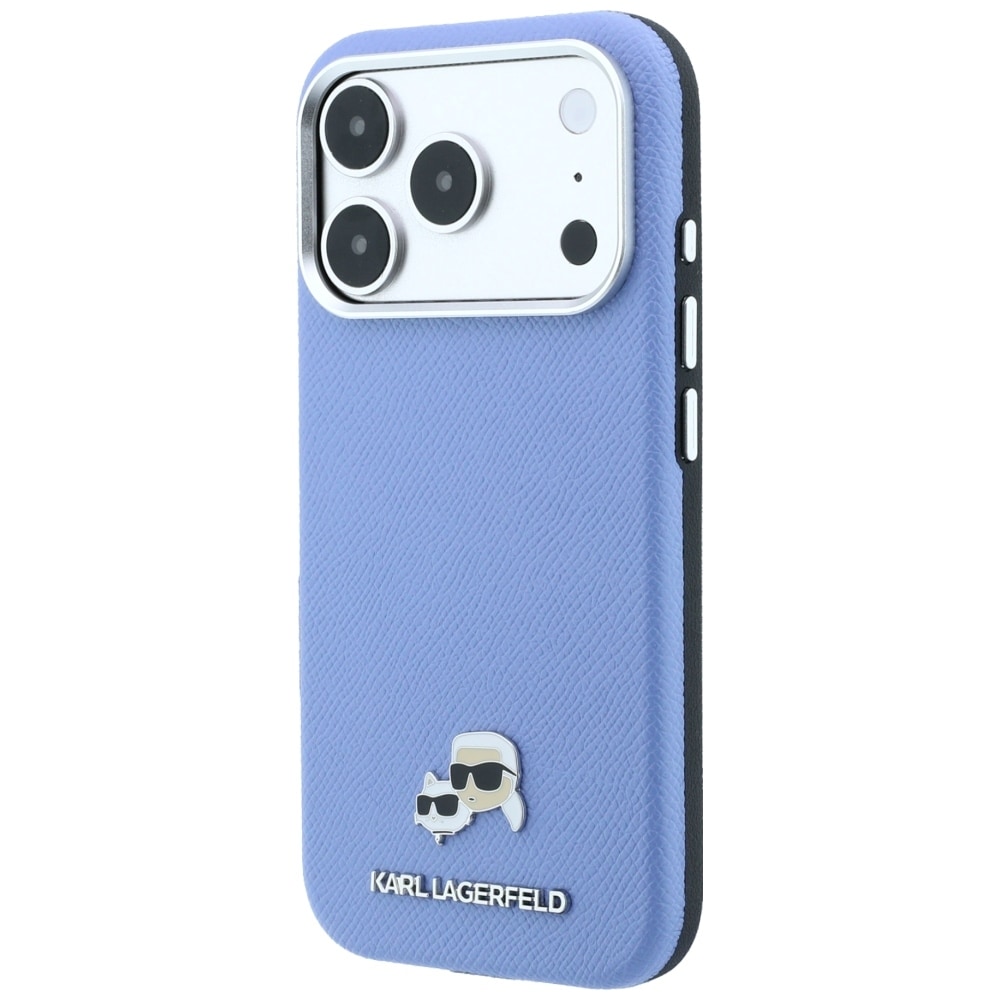 Karl Lagerfeldin Grained Heads -metallinen MagSafe-suojakotelo iPhone 18 Pro / 17 Pro - Sininen