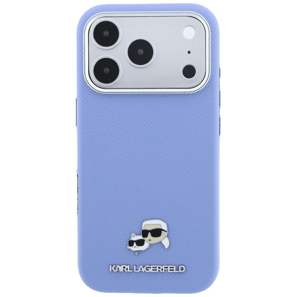 Karl Lagerfeldin Grained Heads -metallinen MagSafe-suojakotelo iPhone 18 Pro / 17 Pro - Sininen