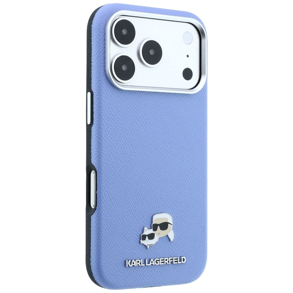 Karl Lagerfeldin Grained Heads -metallinen MagSafe-suojakotelo iPhone 18 Pro / 17 Pro - Sininen