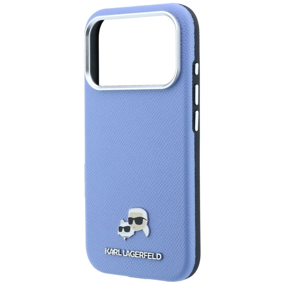 Karl Lagerfeldin Grained Heads -metallinen MagSafe-suojakotelo iPhone 18 Pro / 17 Pro - Sininen