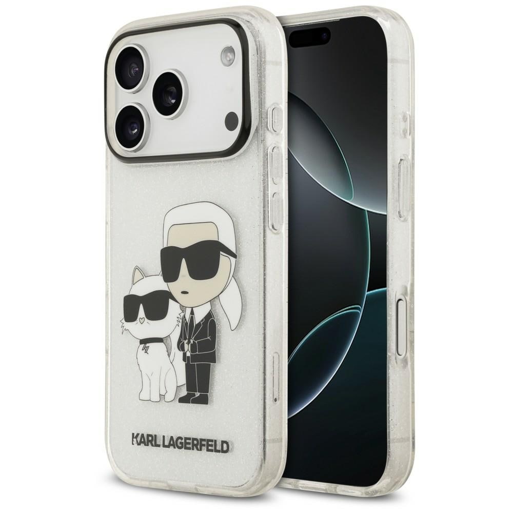 Karl Lagerfeld IML NFT Glitter Karl&Choupette -suojakotelo iPhone 18 Pro / 17 Pro - Läpinäkyvä