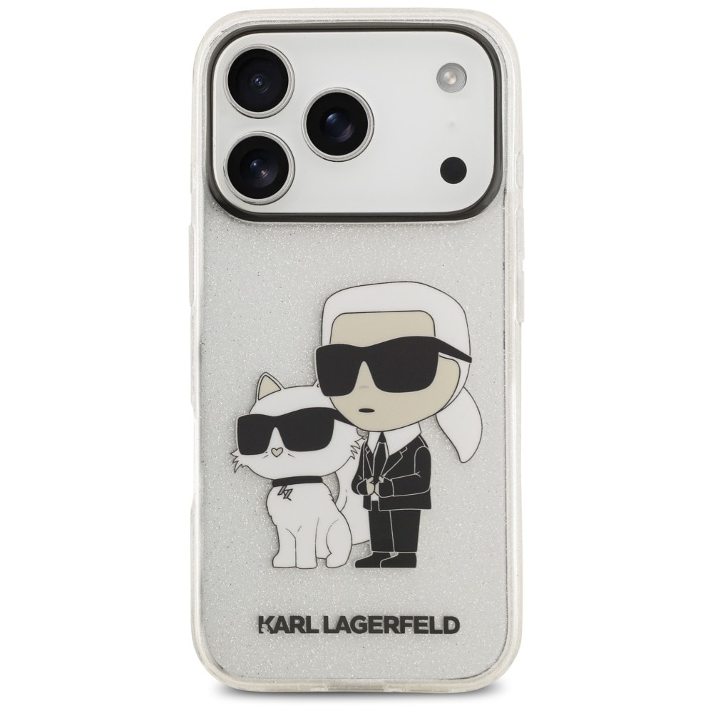 Karl Lagerfeld IML NFT Glitter Karl&Choupette -suojakotelo iPhone 18 Pro / 17 Pro - Läpinäkyvä