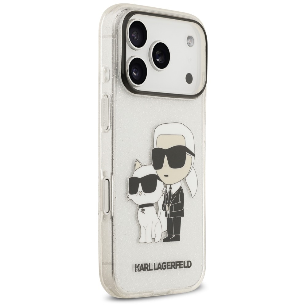 Karl Lagerfeld IML NFT Glitter Karl&Choupette -suojakotelo iPhone 18 Pro / 17 Pro - Läpinäkyvä