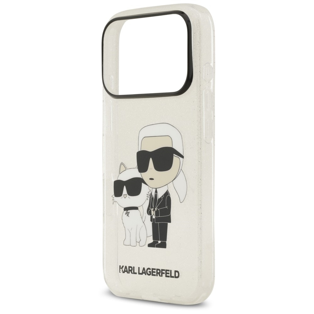 Karl Lagerfeld IML NFT Glitter Karl&Choupette -suojakotelo iPhone 18 Pro / 17 Pro - Läpinäkyvä