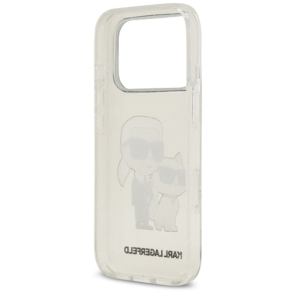 Karl Lagerfeld IML NFT Glitter Karl&Choupette -suojakotelo iPhone 18 Pro / 17 Pro - Läpinäkyvä