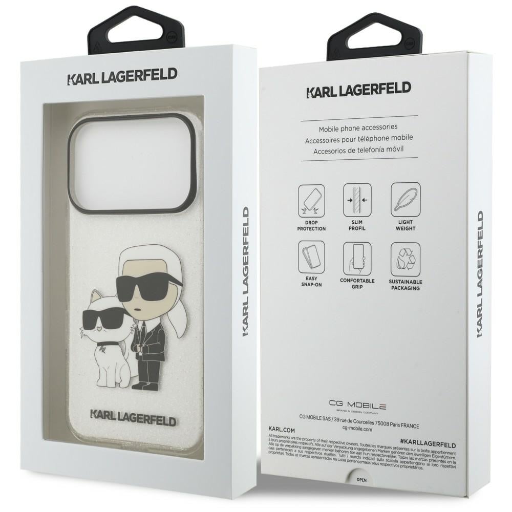 Karl Lagerfeld IML NFT Glitter Karl&Choupette -suojakotelo iPhone 18 Pro / 17 Pro - Läpinäkyvä